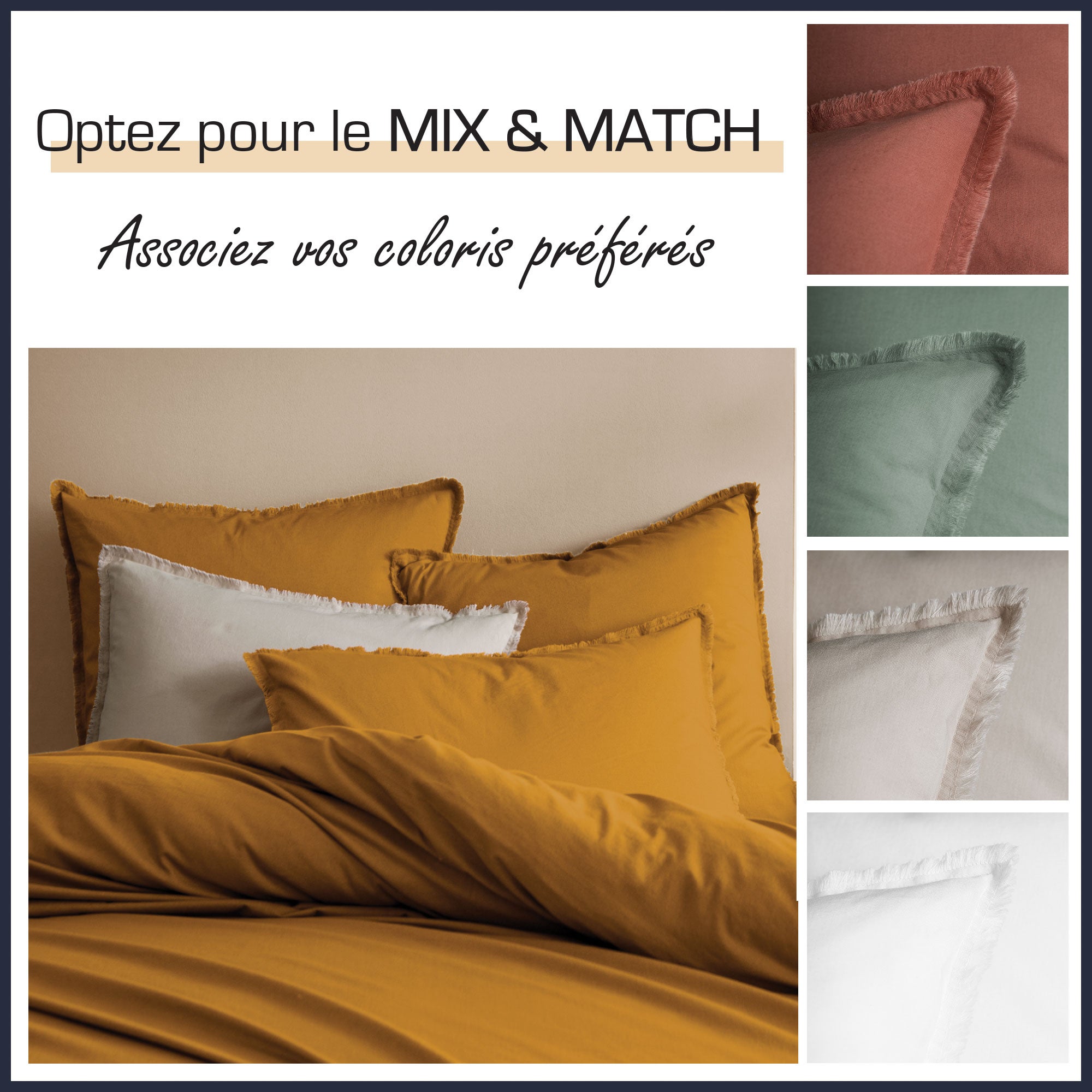 Housse de couette unie en coton, COTON LAVÉ - 6