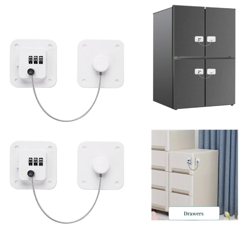 Bloque Porte Sécurité Bébé Darryy 2 Pièces - Serrure à Combinaison Pour Tiroir, Placard, Frigo Et Fenêtre