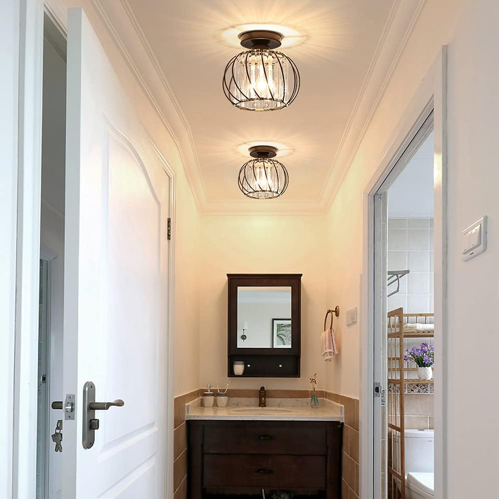 Plafonnier cristal moderne E27 LED mini lustre – noir – cuisine, salle à manger, chambre, couloir, entrée - 4