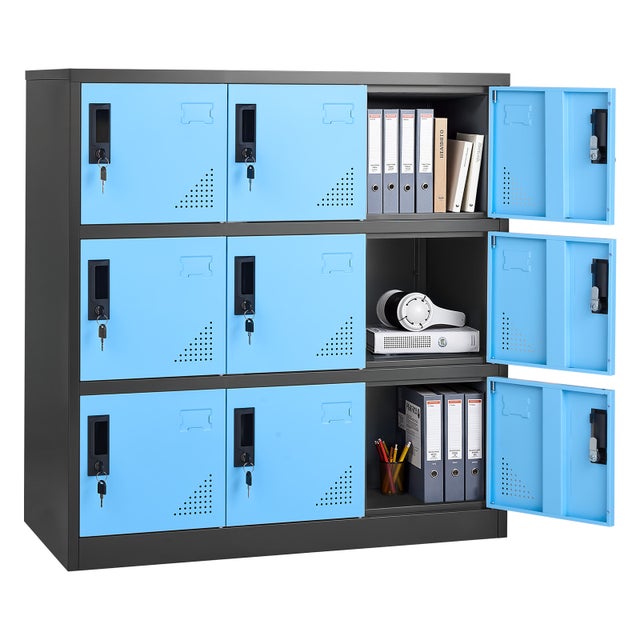 Armoire Casier Métallique VEVOR 9 Portes, Verrouillable, pour Employés Bureau École Gym Magasin, Capacité Charge 29,9 kg par Niveaux, 2 Clés par Porte