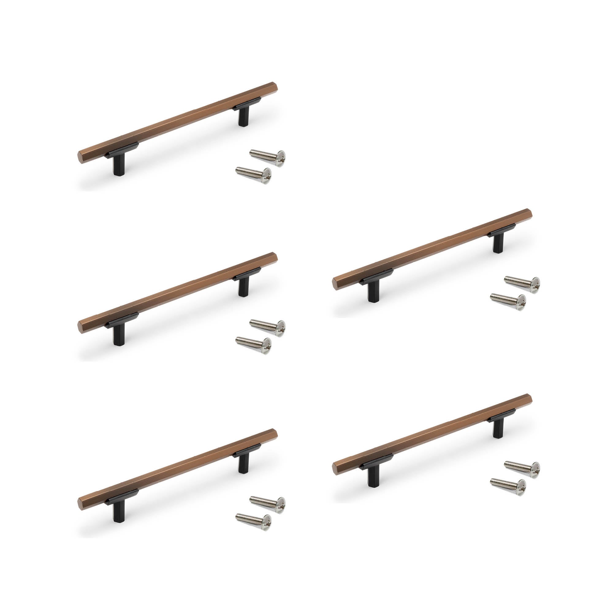 Emuca Pakiet 5 uchwytów meblowych Riad, L168mm, Rozstaw 128mm, Aluminium, Brąz