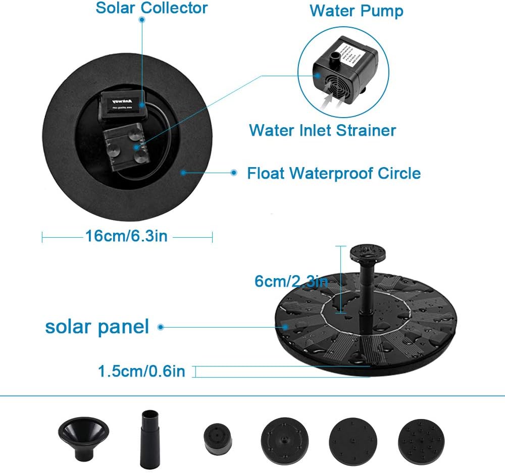 Fontaine Solaire Pompe à Eau Solaire 1.4W Monocristallin Solaire Fontaine Flottante Facile à Utiliser Pompe Fontaine Solaire pour Jardin Patio - 5