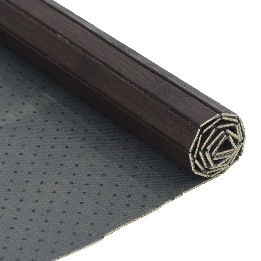 Tapis rectangulaire marron foncé 60x200 bambou - 5