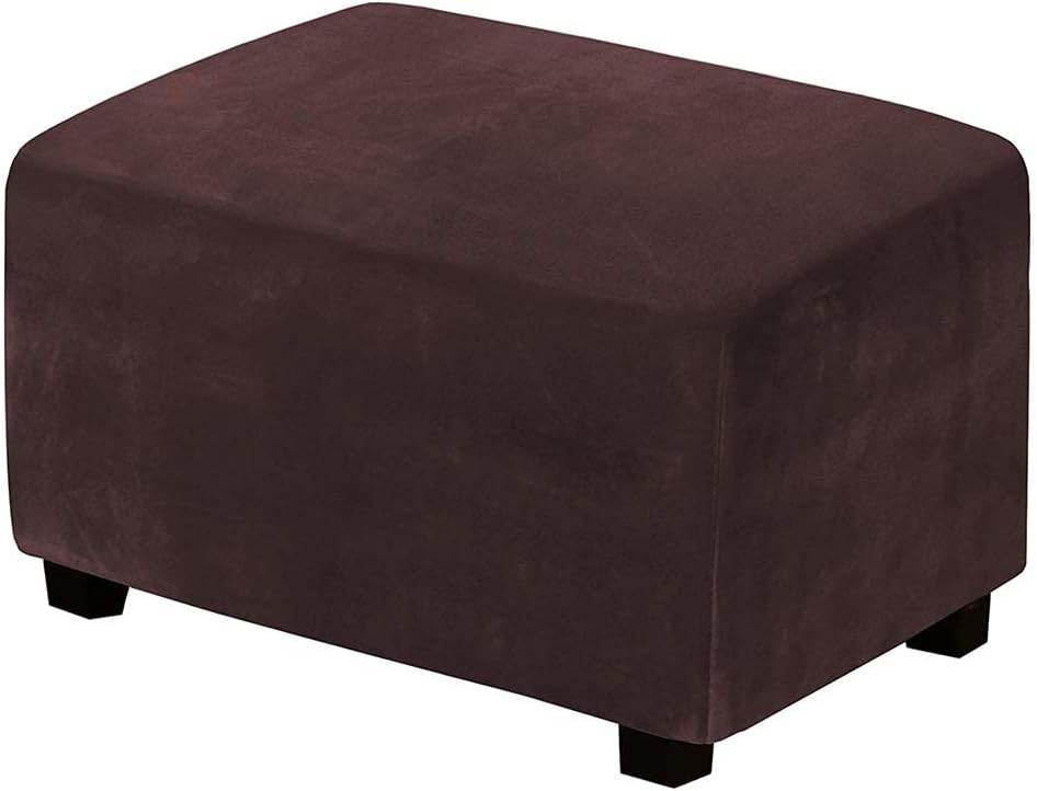 Housse De Pouf/Ottoman Extensible Carré – Velours Stretch Lavable, Protection Meuble Taupe 68-81 Cm