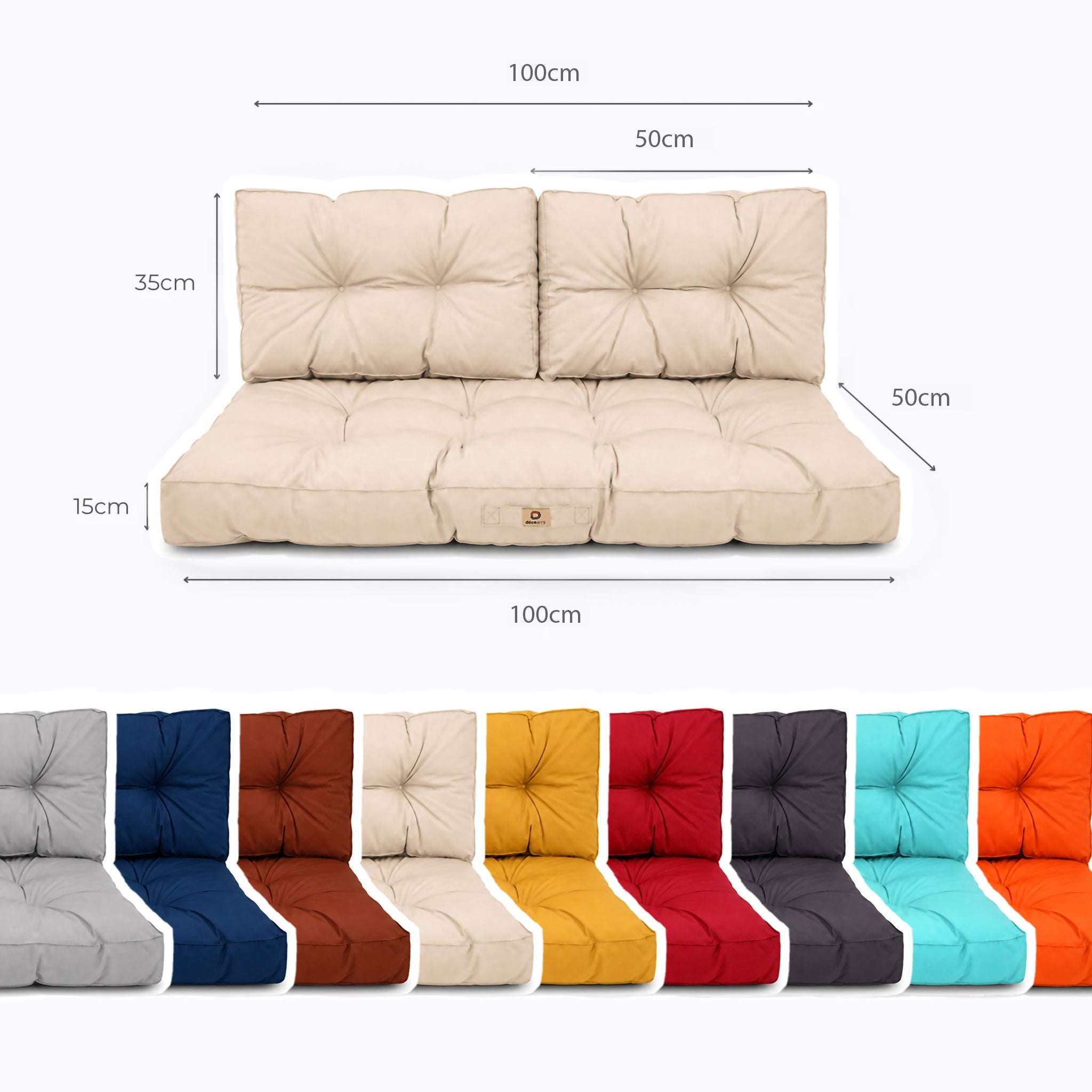 Coussins pour salon de jardin capitonné 100x50cm Beige - 5