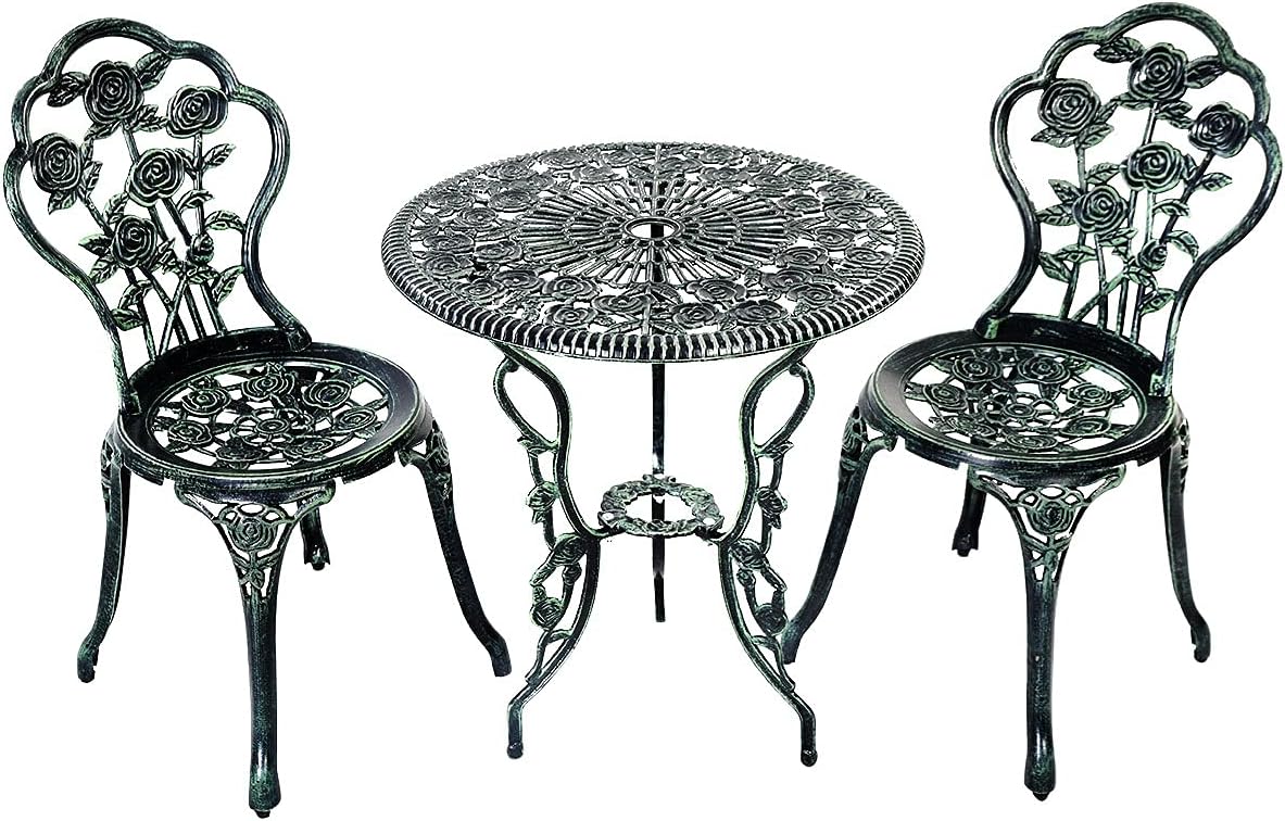 Ensemble de Bistrot 3 piese din aluminiu, masă rotundă cu bucată de gheață amovibilă și 2 scaune, 69 x 69 x 68cm