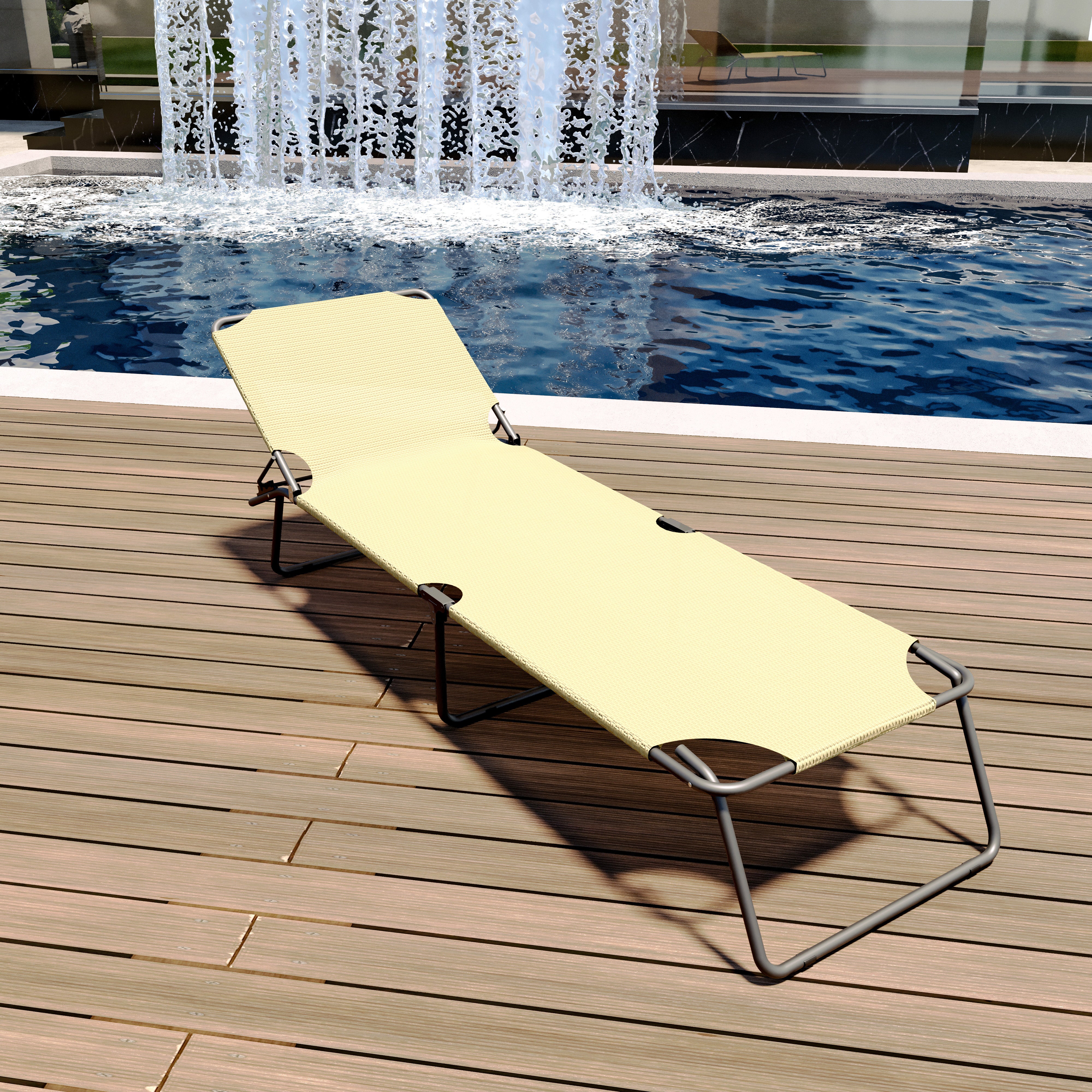 Lettino Pieghevole Prendisole Senza Tettuccio Parasole Reclinabile