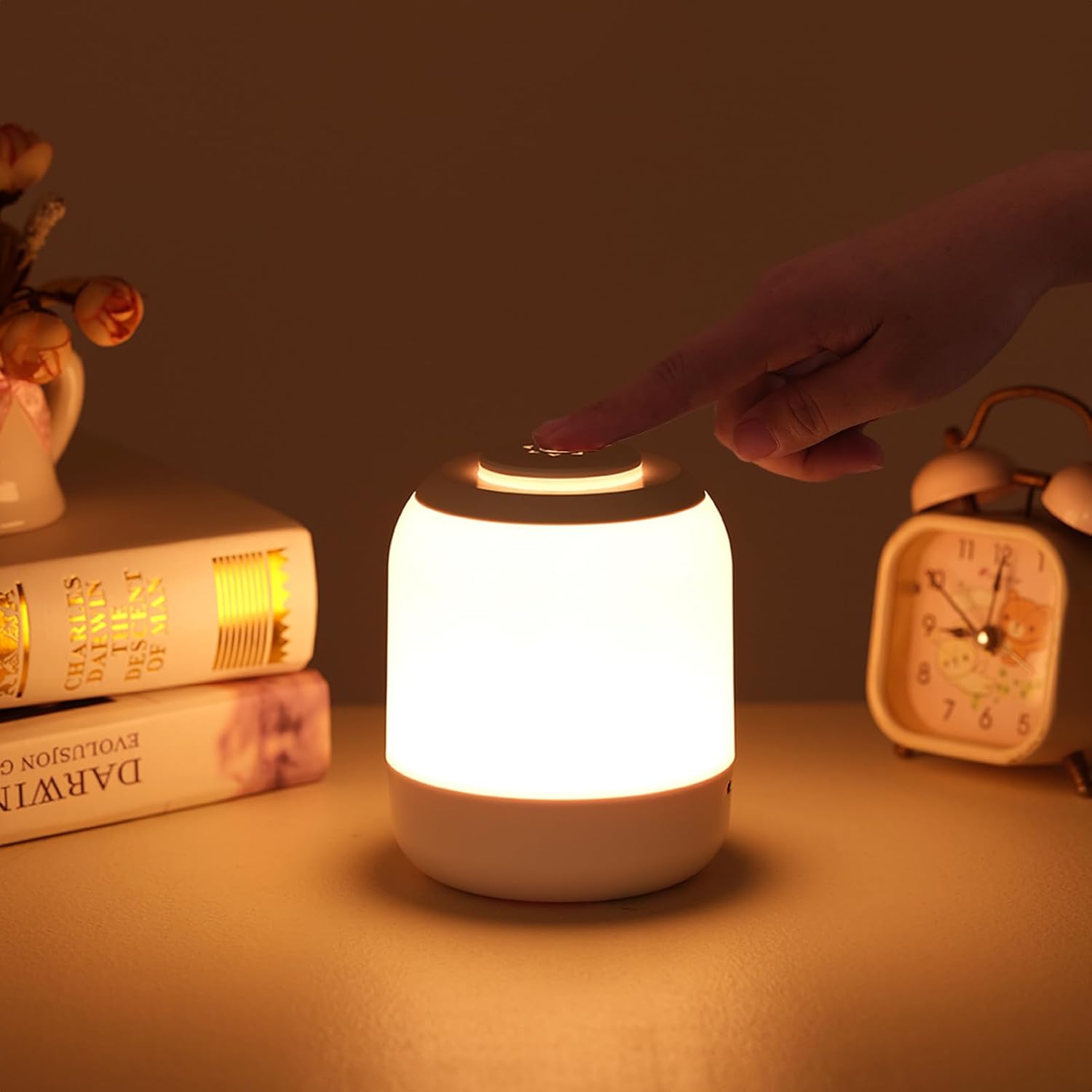 Bezprzewodowa, ładowalna, dotykowa lampka nocna LED, ściemnialna lampka nocna do sypialni dorosłych i dzieci, salonu, na kemping, 3 temperatury barw