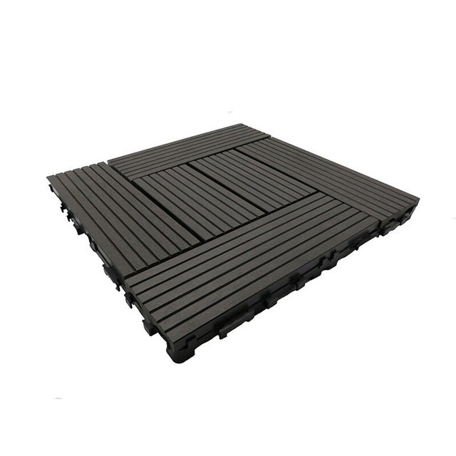 Dalle terrasse bois composite Classic 30x30 cm - Gris carbone - Epaisseur lame 11mm, support 10mm, Dalle 21mm