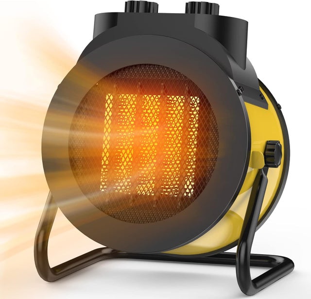 Calefactor eléctrico PTC de 2000 W, ángulo ajustable a 90°, calentamiento rápido y seguro, calefactor pequeño y portátil (amarillo).