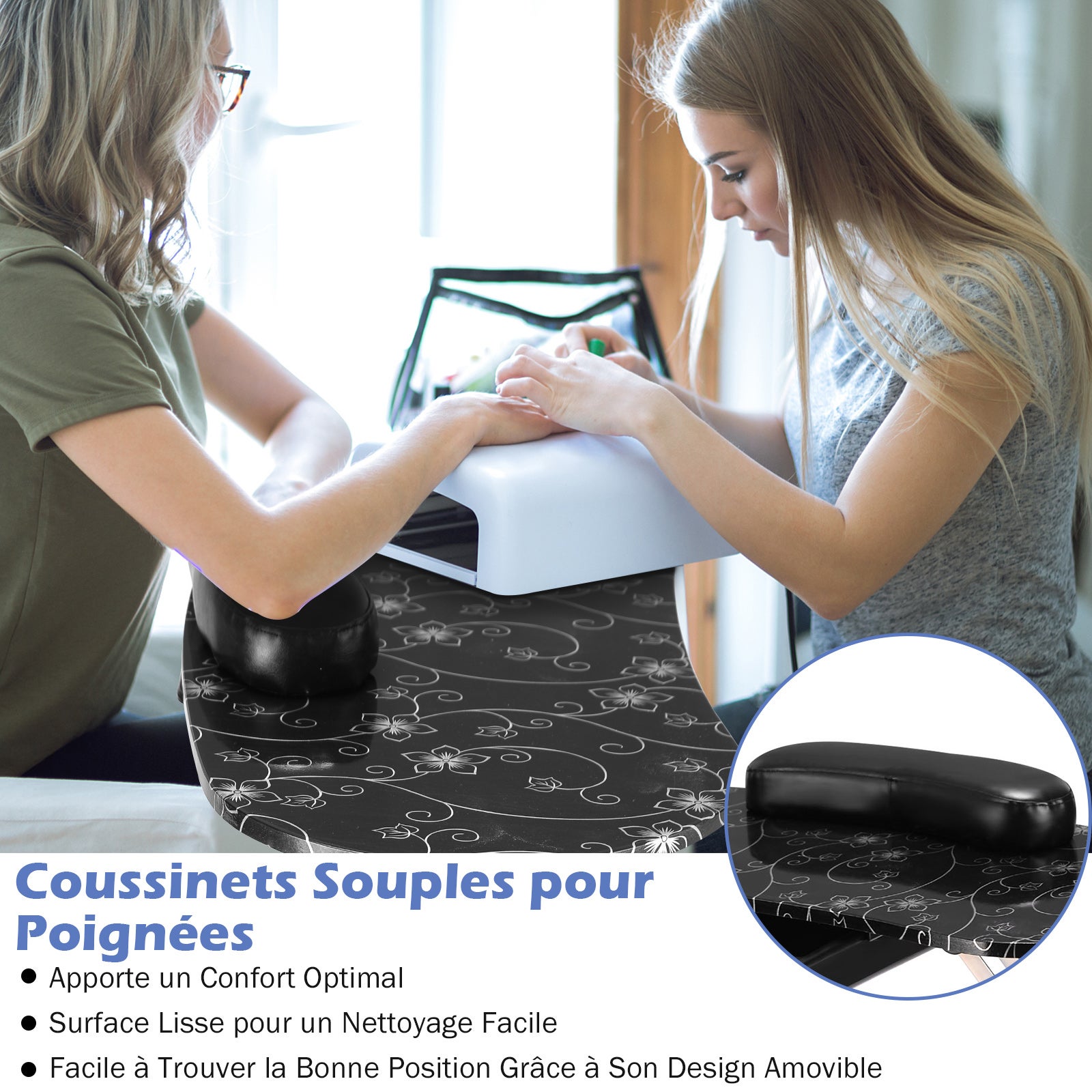 Table de Manucure Pliante Table de Travail à Roulettes pour Manucure 90 x 37 x 68 cm (Noir) - 5