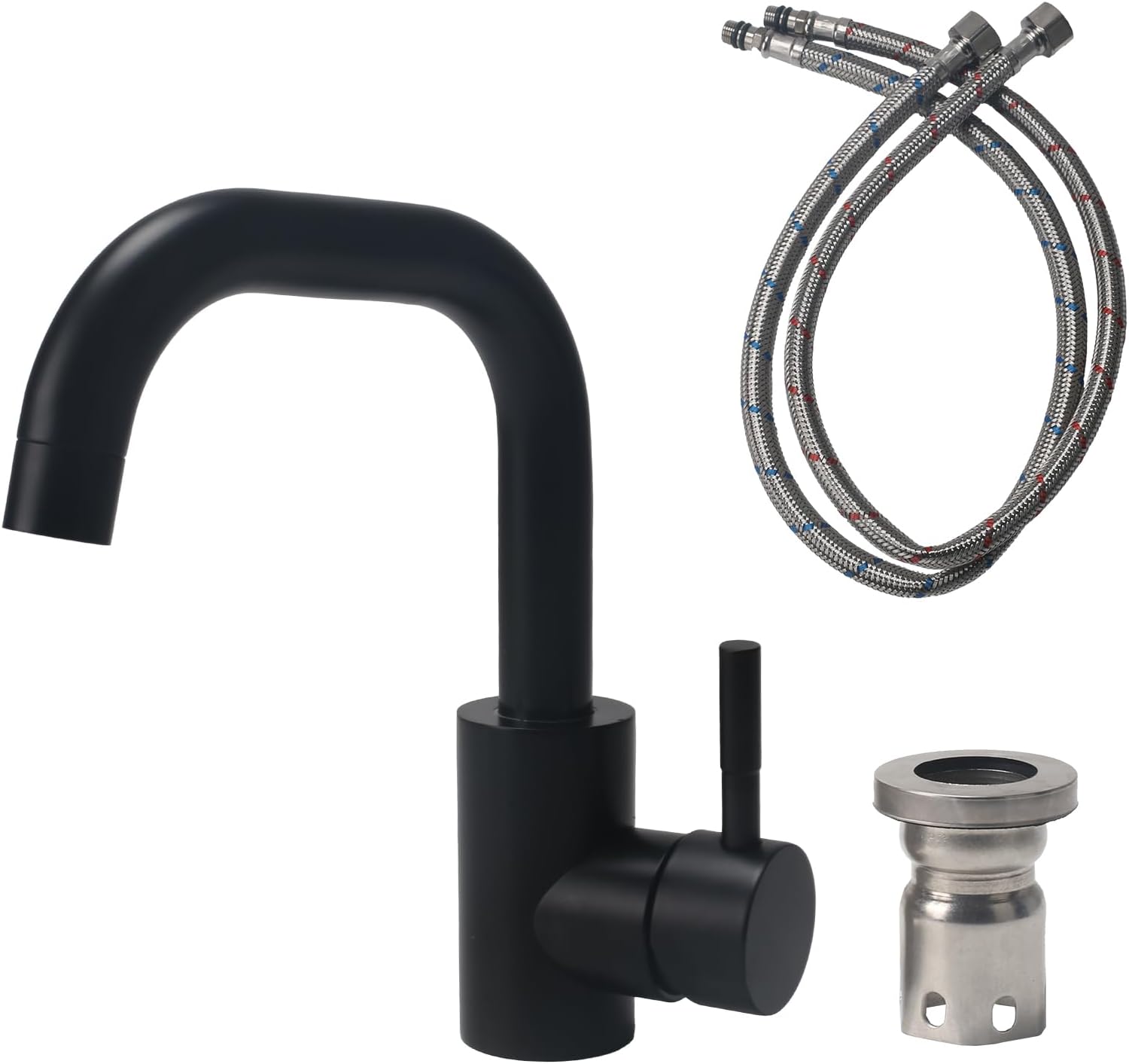 Bateria kuchenna ze stali nierdzewnej, obrotowa bateria łazienkowa 360 °, bateria zlewozmywakowa z elastycznym wężem, bateria umywalkowa do