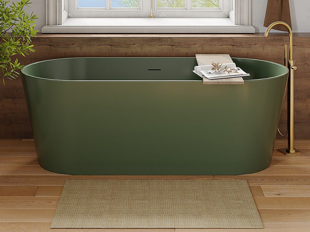 Wanna wolnostojąca owalna - 255 l - 159 x 74 x 56 cm - Oliwkowa zieleń matowa - Akryl - LUZECA