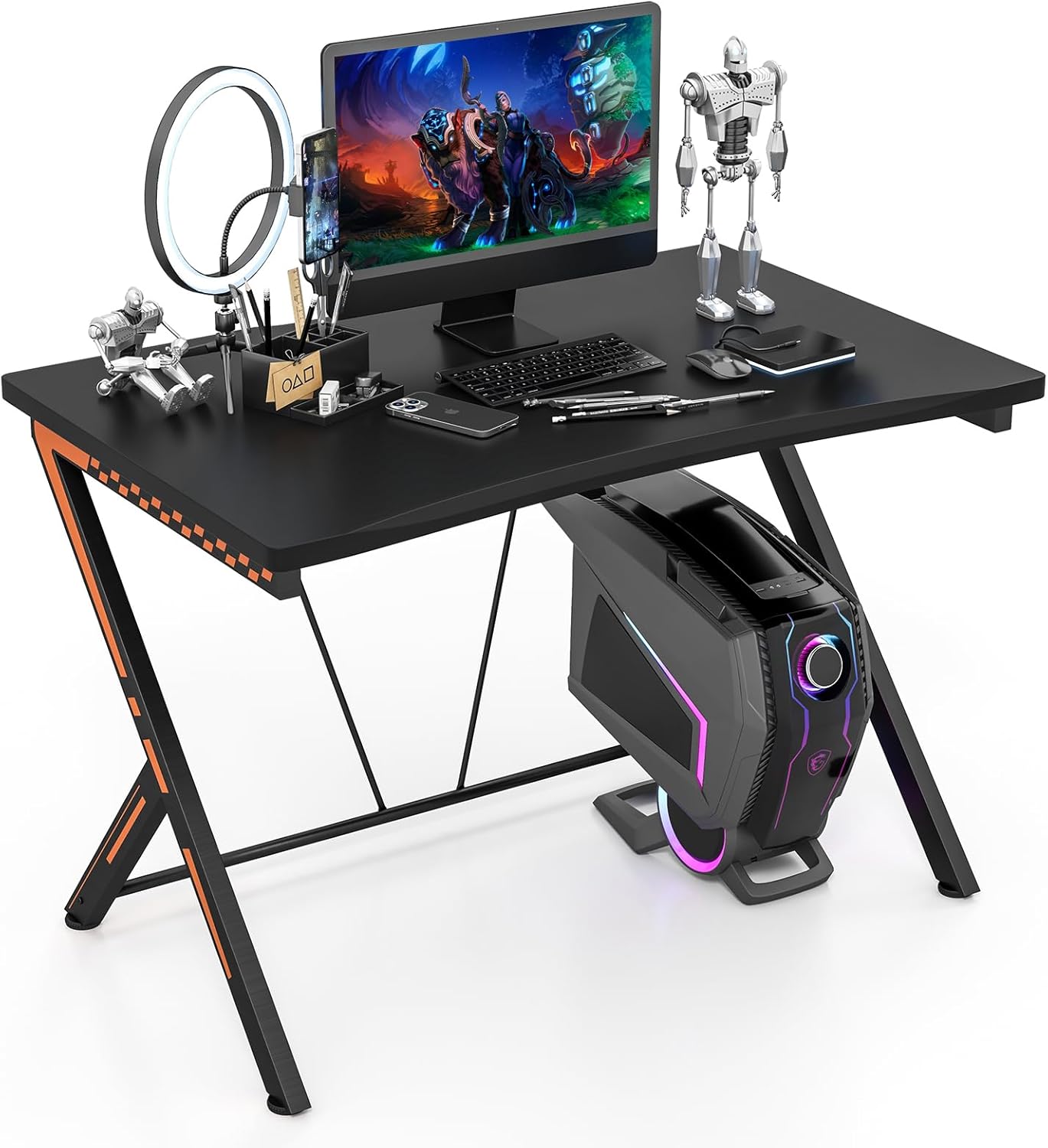 Ergonomiczny Stolik do Laptopa z Powłoką z Włókna Węglowego Czarny