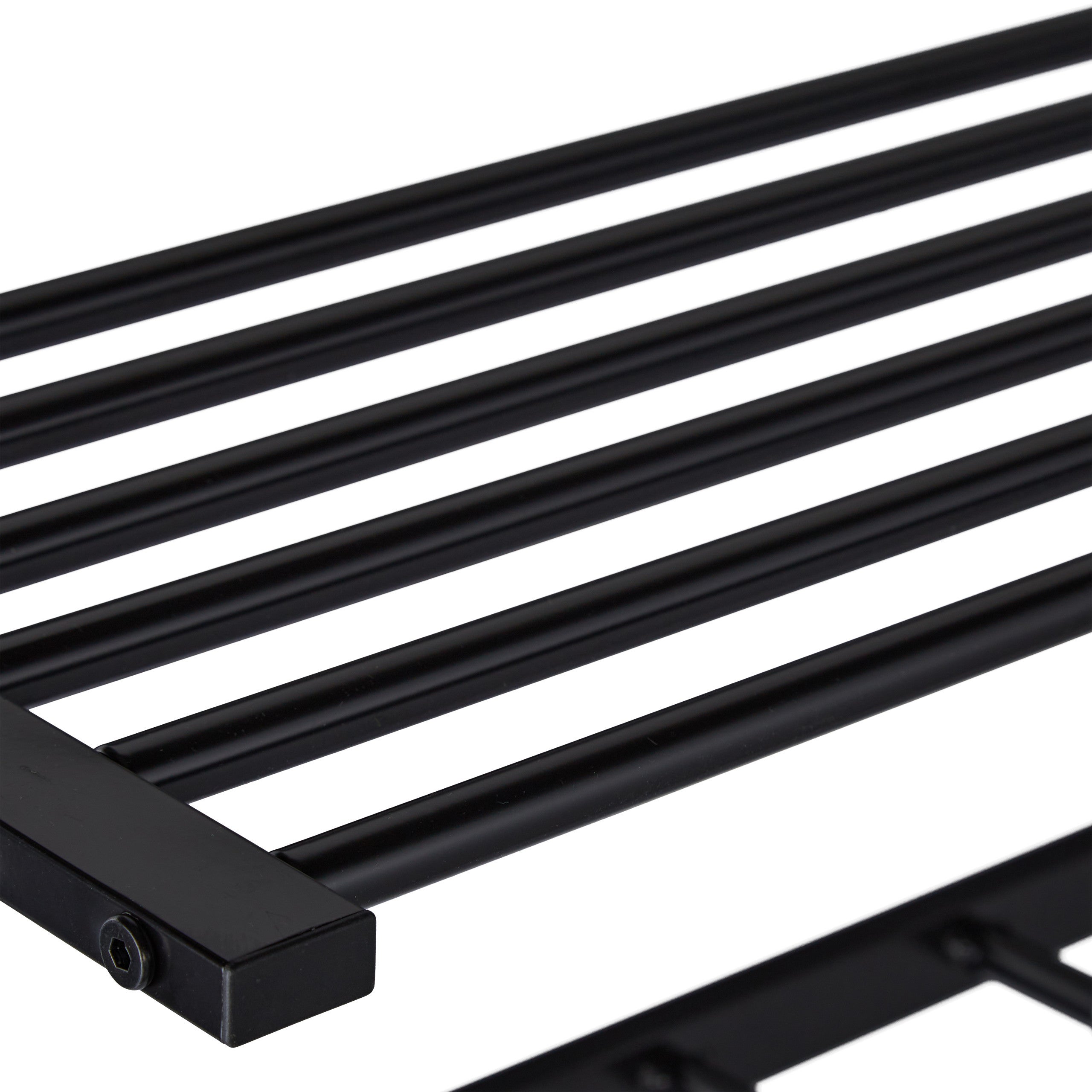 Porte-manteaux mural avec rangement, penderie à 5 patères, couloir & salle de bain, métal, 28x65x25 cm, noir, Relaxdays - 7