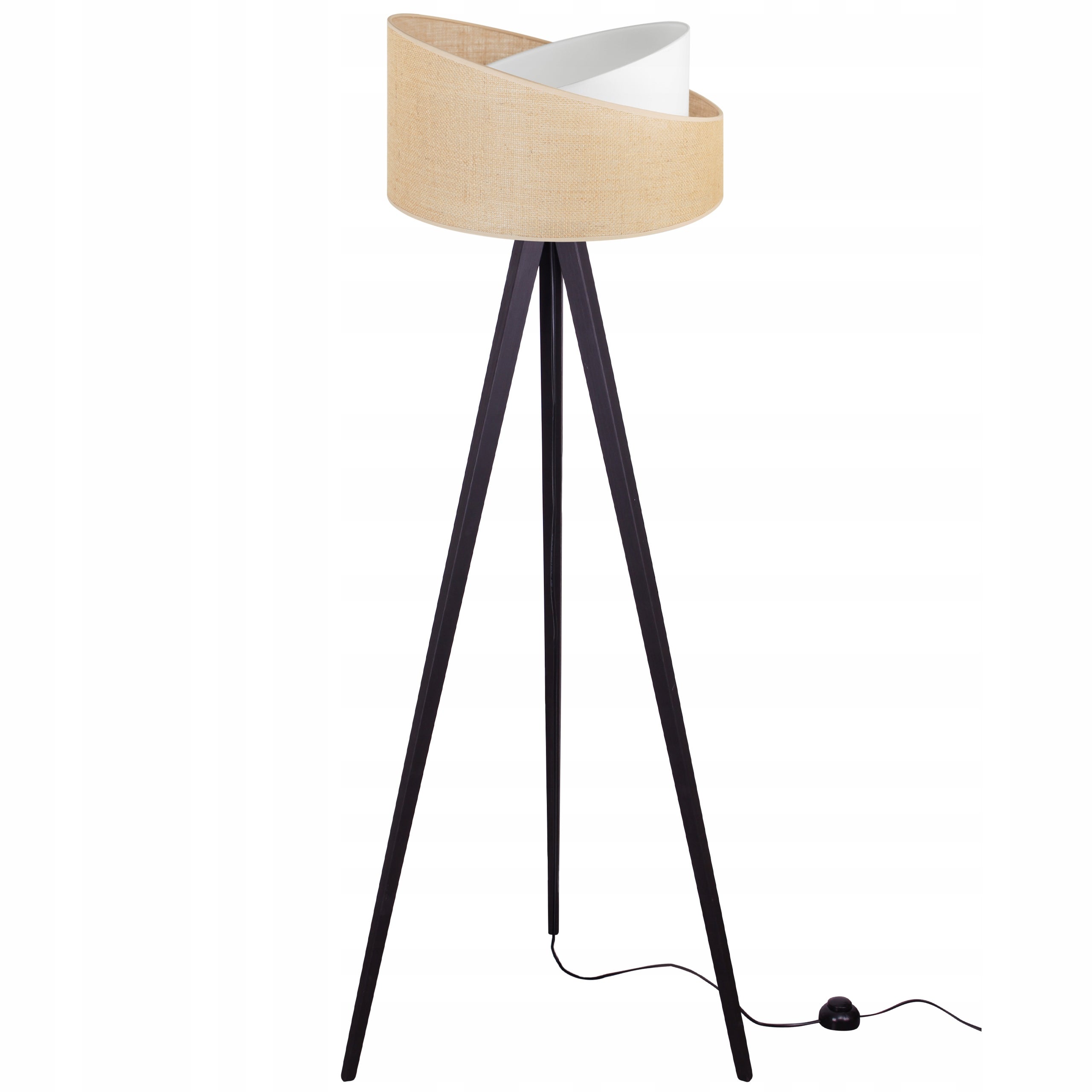 Lampadar trepied Light Home LH Juta Lemn 1x E27 60W picioare groase negru/natural