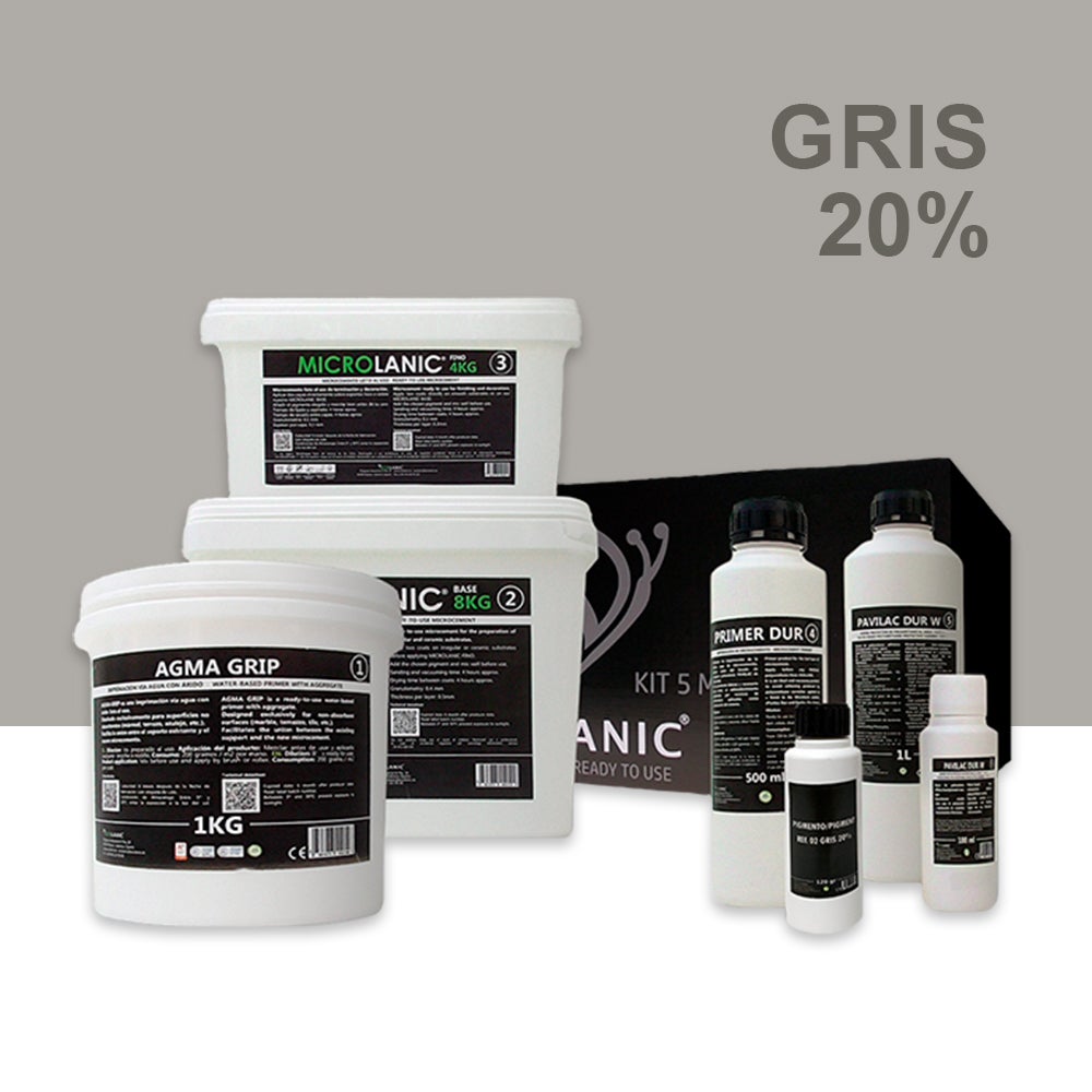 Microlanic kit microcemento 5m² sbc especial baños y cocinas baños, duchas y cocinas gris 20%
