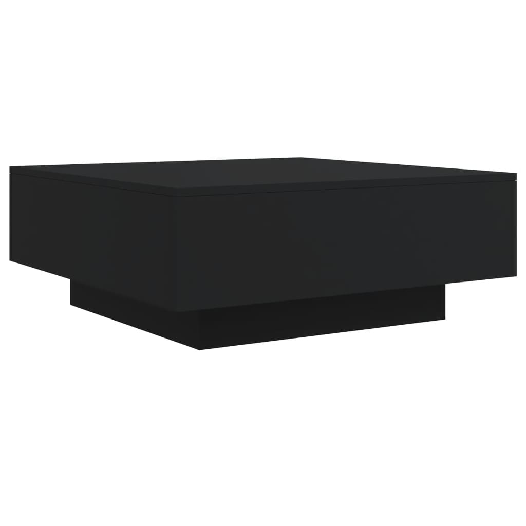 Tavolino Da Caffè Moderno In Rovere Con Luci LED Integrate - Design Quadrato 80x31 Cm, Per Soggiorno