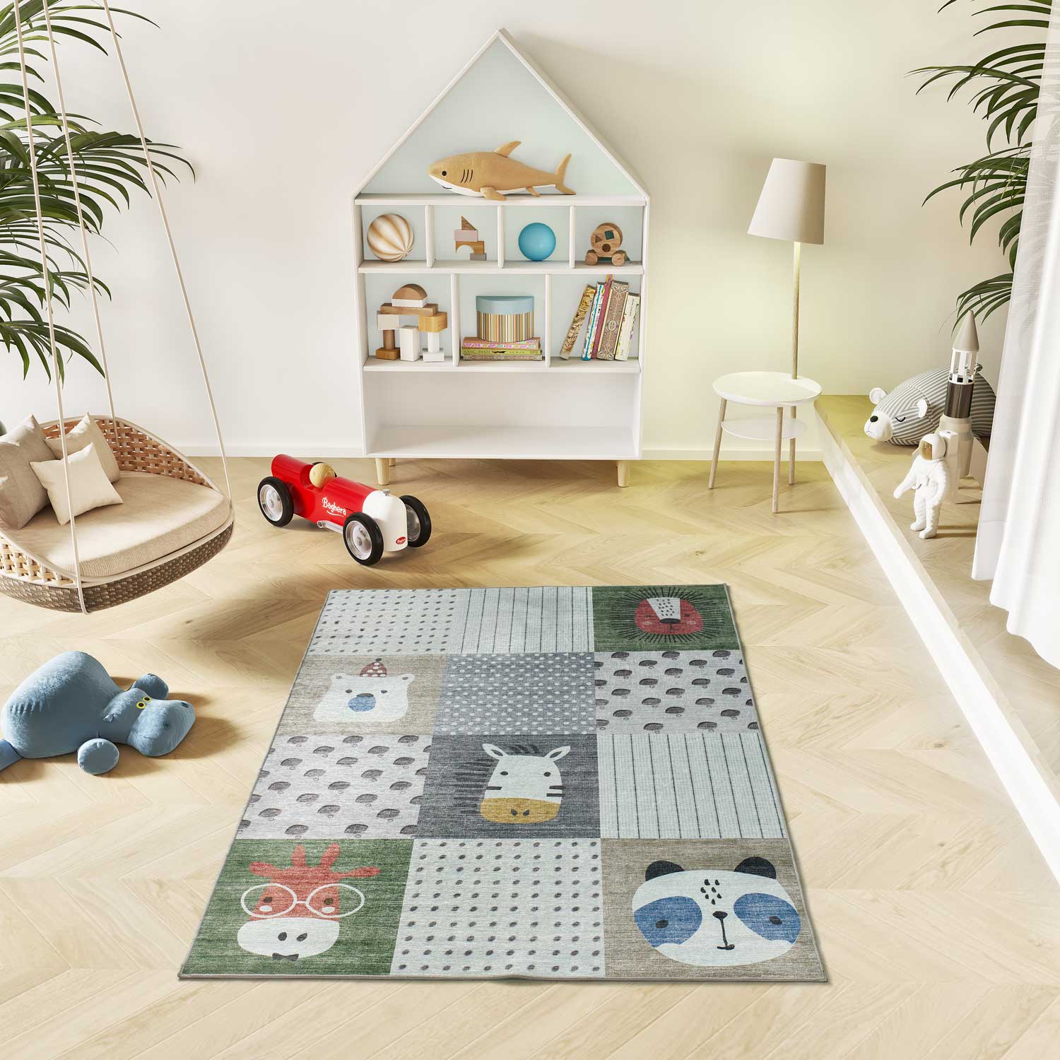 Alfombra interior multicolor rectangular 120 x 170 cm candy infantil animales - atticgo