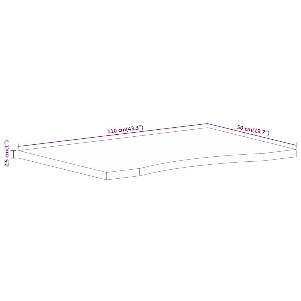Maison Exclusive - Dessus de bureau avec courbe 110x50x2,5 cm manguier massif brut - 8