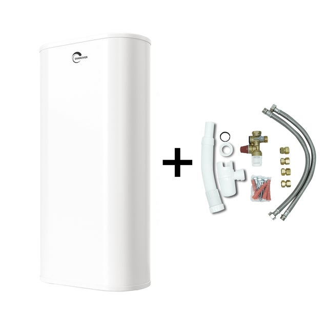 Chauffe Eau Electrique Plat Mural Multipositions Valorie Sannover 100 Litres + Kit d'Installation Complet NF