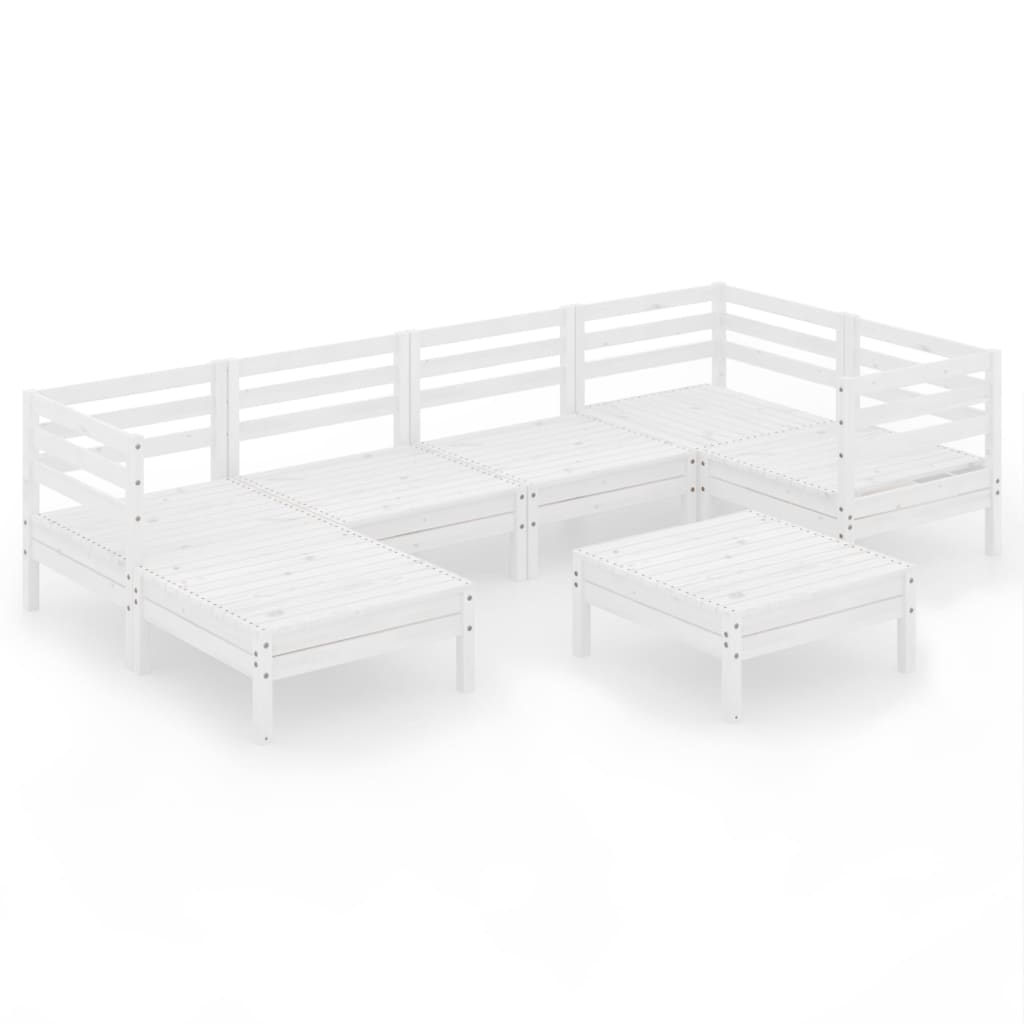 Salon bas de jardin en pin Blanc 7 personnes - 8