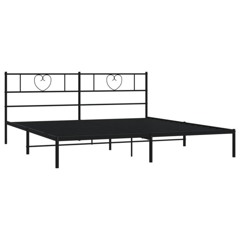 Estructura cama sin colchón con cabecero metal negro 180x200 cm vidaXL - 4