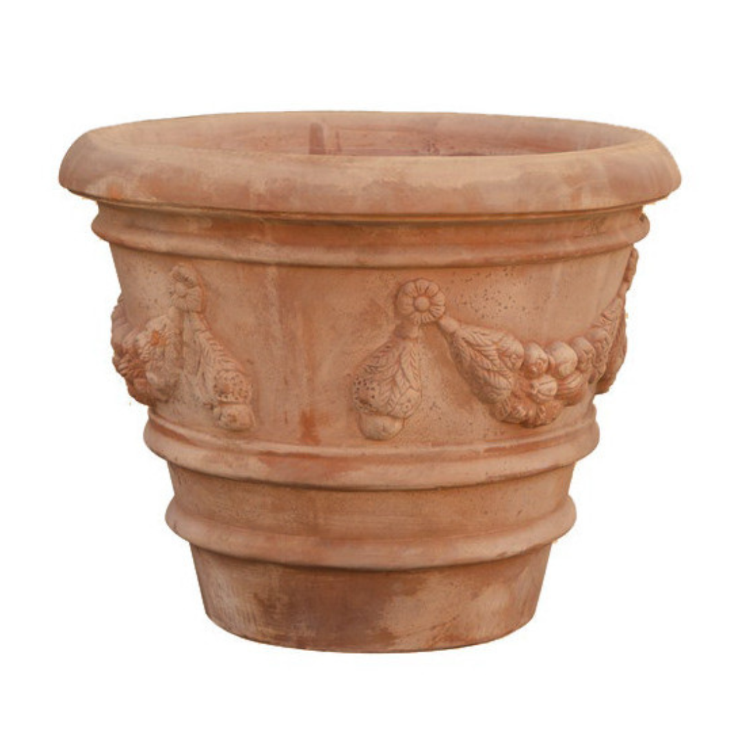 BISCOTTINI Pot de Jardin Terre Cuite Antigel - Pot pour Citronniers et Plantes 60x50cm - Vasque Extérieur Festonnée Fait Main - 3