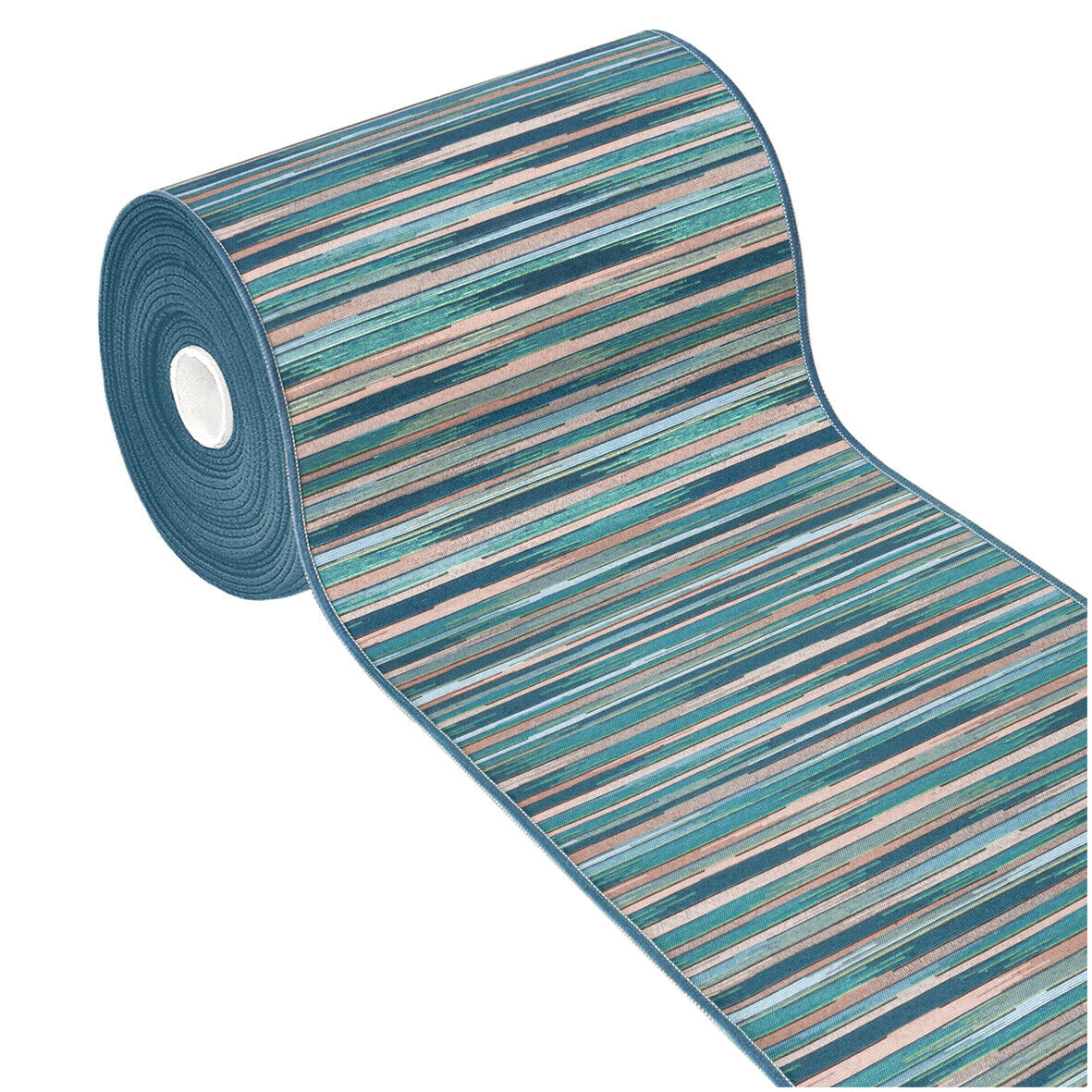 Alfombra de cocina 52x240 tejido plano gobelin tela corredor base antideslizante rayas efecto bambú azul