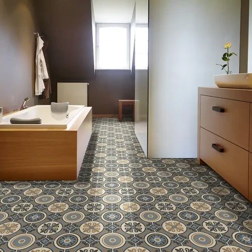 Arquiservi - Rolo 2X10 (20M2) Piso vinílico cortado Hidráulico Dourado 909. Resistente à água e fácil de instalar - 2