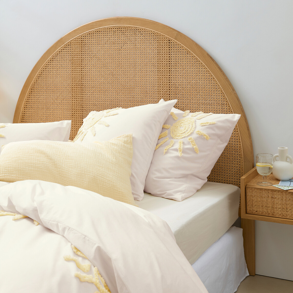 Housse de couette en coton tufté, Melenaos - Blanc/jaune - 240 x 220 cm - 6