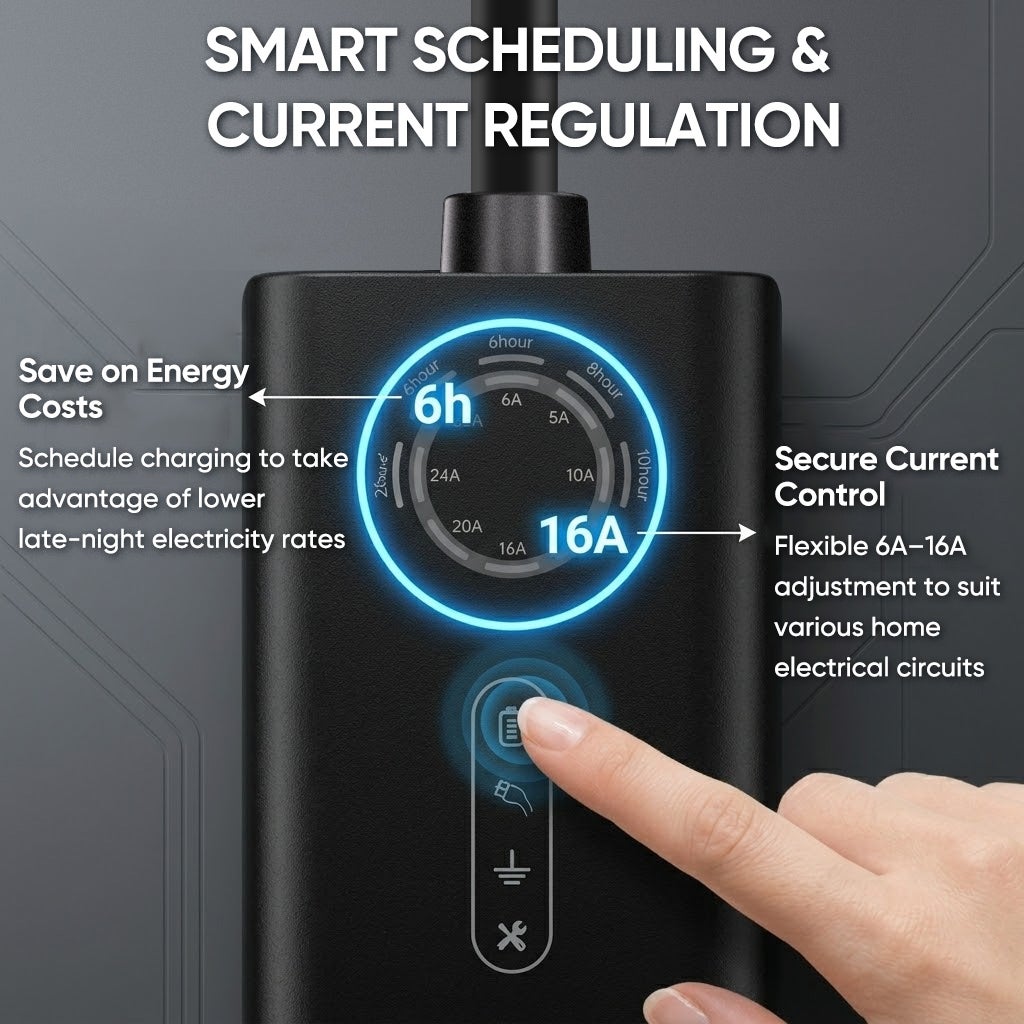 Carregador Portátil para Veículos Elétricos 3.5kW 16A Cabo 6m Tipo 2 IP67 Ajustável 6A-16A Programável Certificação CE - 4