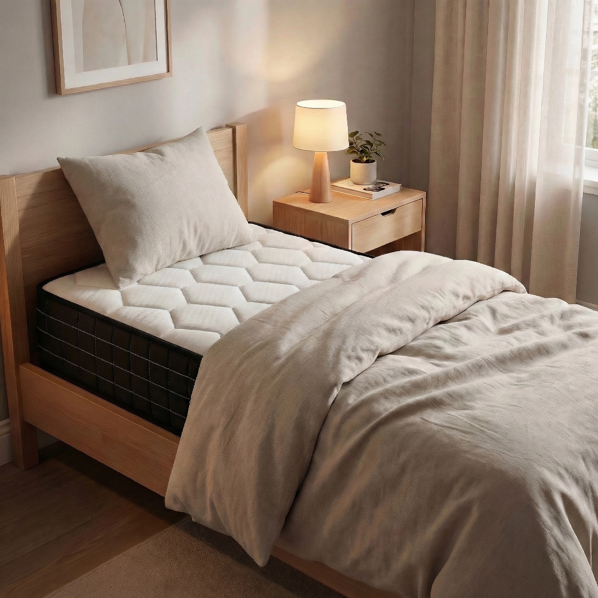 Matelas 90x190 cm et Couette et Oreiller - Matelas 1 place - Matelas 90x190x15cm + Couette 140x200cm + Oreiller 60x60cm (tous dans un colis) - 2
