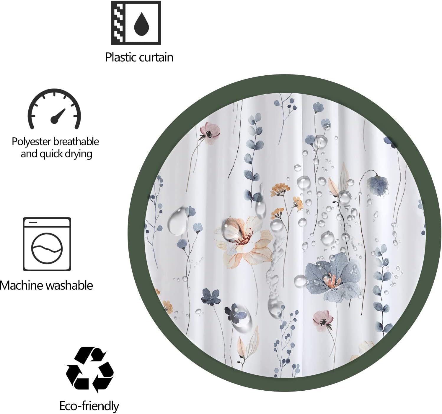 Gibelle Tenda da doccia extra lunga, 72 x 84 cm, in tessuto di