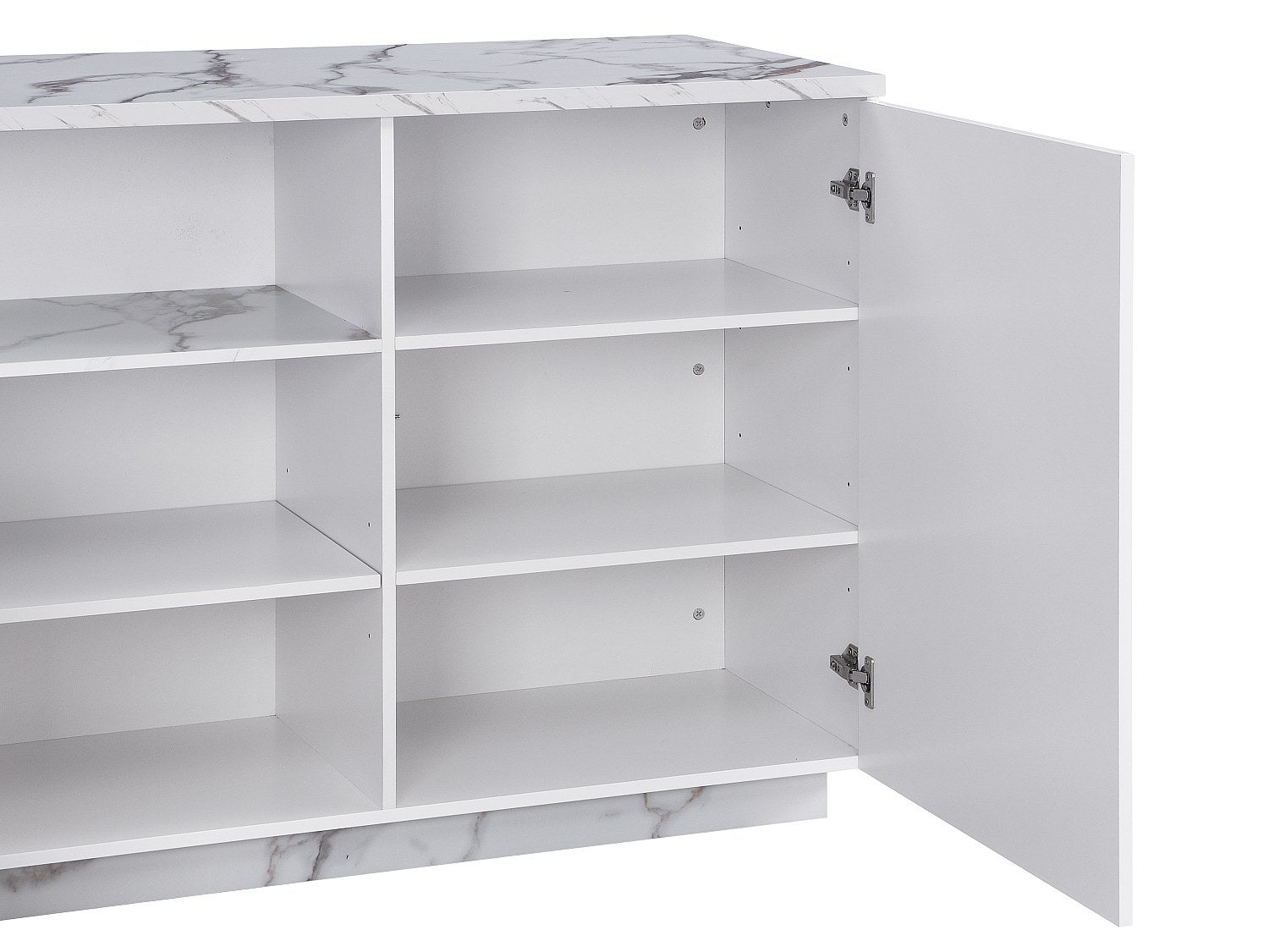Ilot central de cuisine avec 2 portes et 1 niche en MDF - Effet marbre blanc - CORELINA - 5