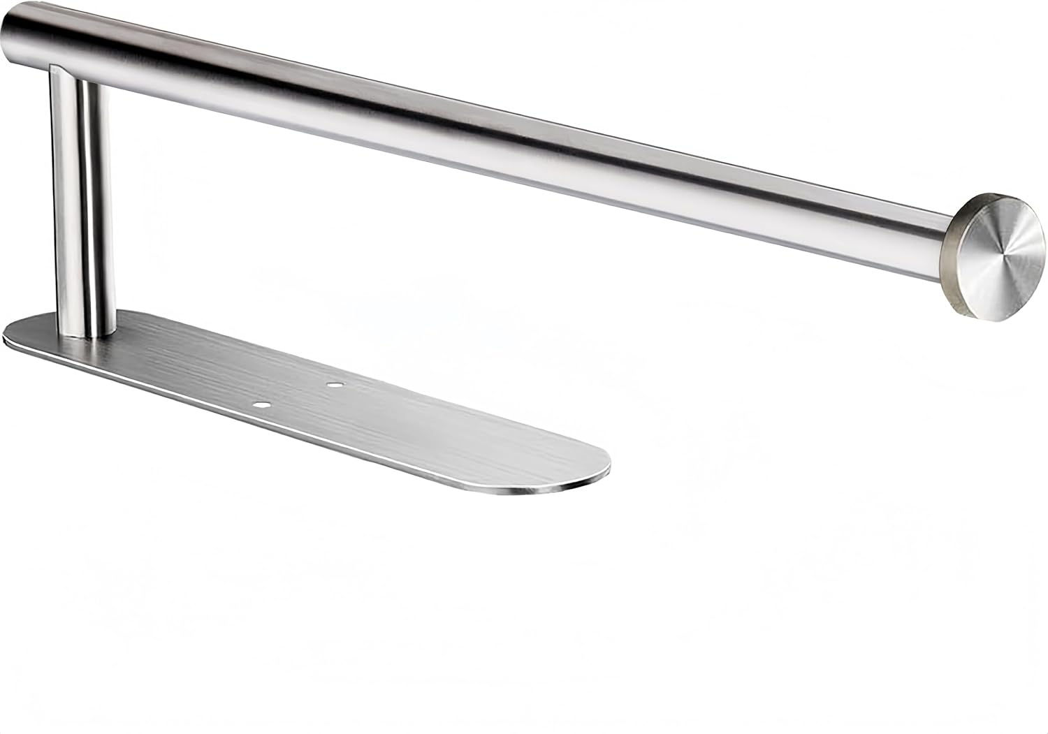 Uchwyt na papier toaletowy ze stali nierdzewnej w kolorze srebrnym, długość 34 cm, montaż ścienny do łazienki i kuchni, możliwość przyklejenia do ścia