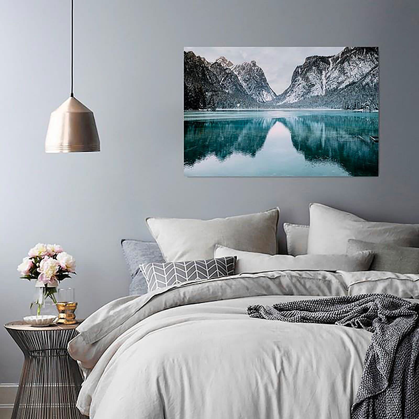 Tableau bois montagnes paysages - 120 x 80 cm - 3