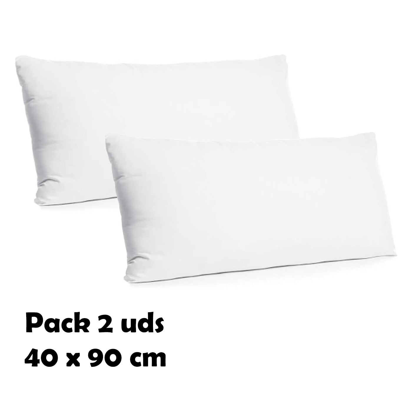 Almohada de fibra hueca siliconada de alta recuperación, tacto suave, antialérgico, higiene garantizada. (40 x 90 cm (pack 2))