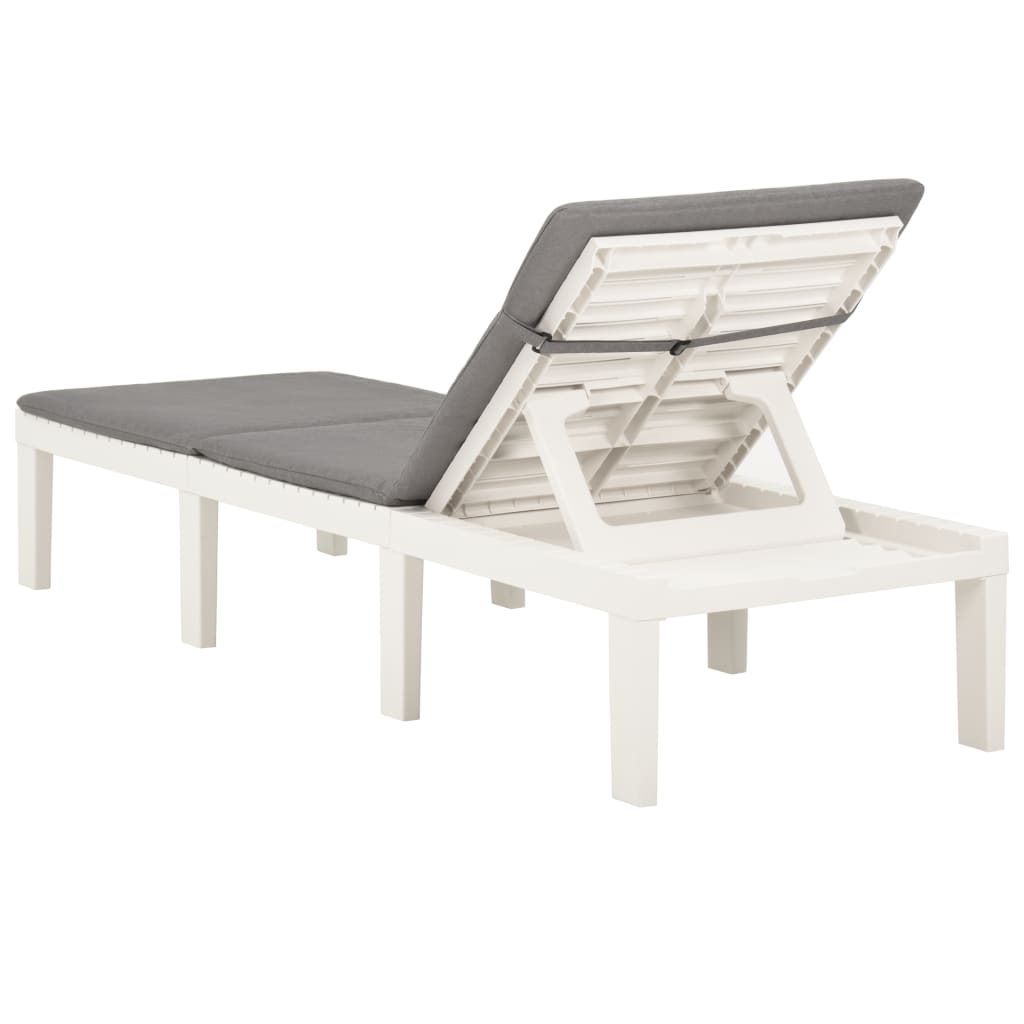 Chaise longue avec coussin Plastique Blanc - 4