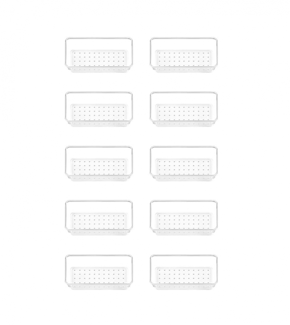 10-częściowy organizer, organizer do szuflad, półki organizacyjne do sypialni i biur, ze 100 podkładkami antypoślizgowymi, 15,3 x 7,6 x 5,5 cm