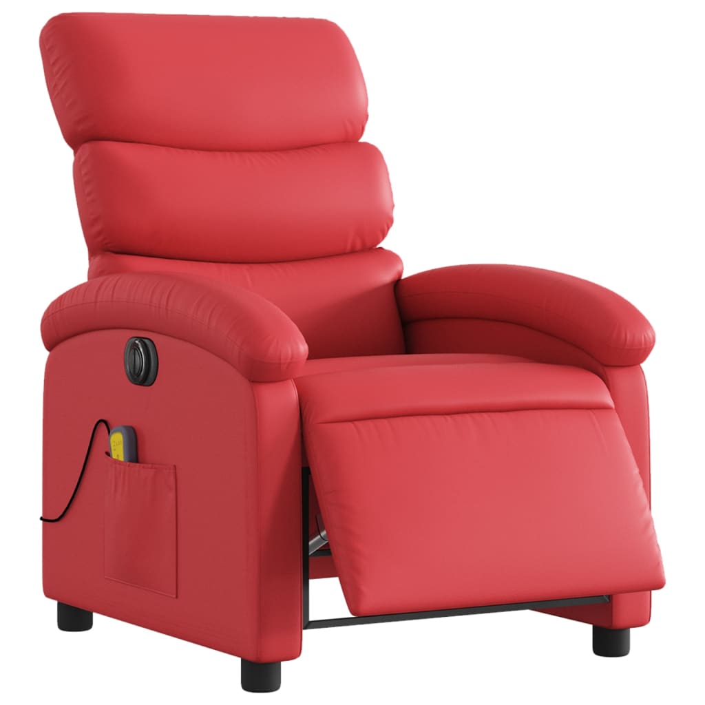 Maison Exclusive - Sillón de masaje reclinable eléctrico de cuero artificial rojo - 3