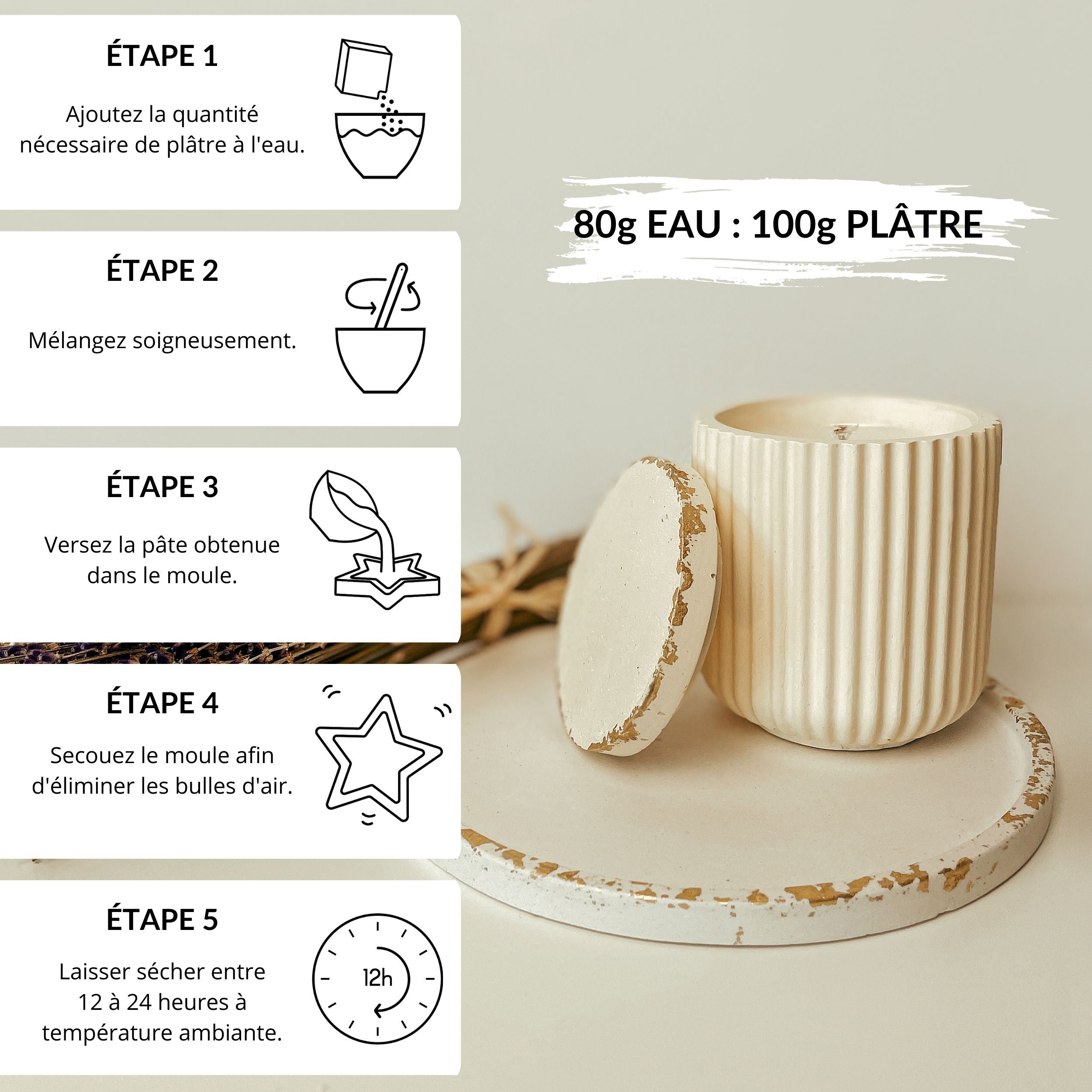 Creative Deco Platre pour Moulage | 1 kg | Plâtre Ceramique | Poudre de Ceramique pour Moulage | Alginate Moulage | Idee Cadeau Original | Jesmonite - 2