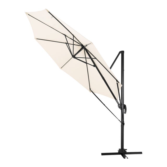 WOLTU Parasol Déporté, Parasol de Jardin Extérieur Rond de 3m, Rotatif à 360°, UPF 50+, Beige