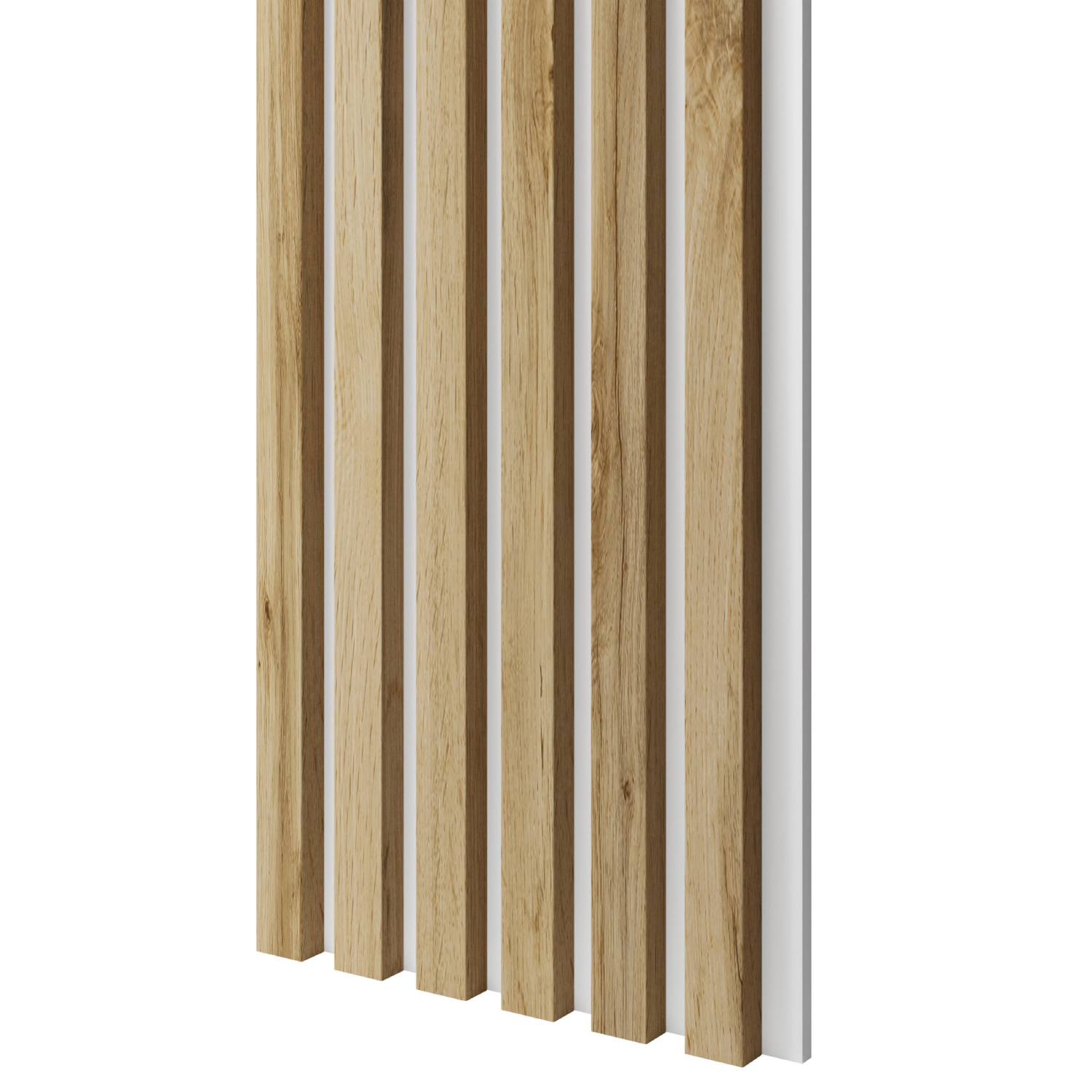 Lamele slim na białej płycie MDF LAMELE3D - Dąb Wotan