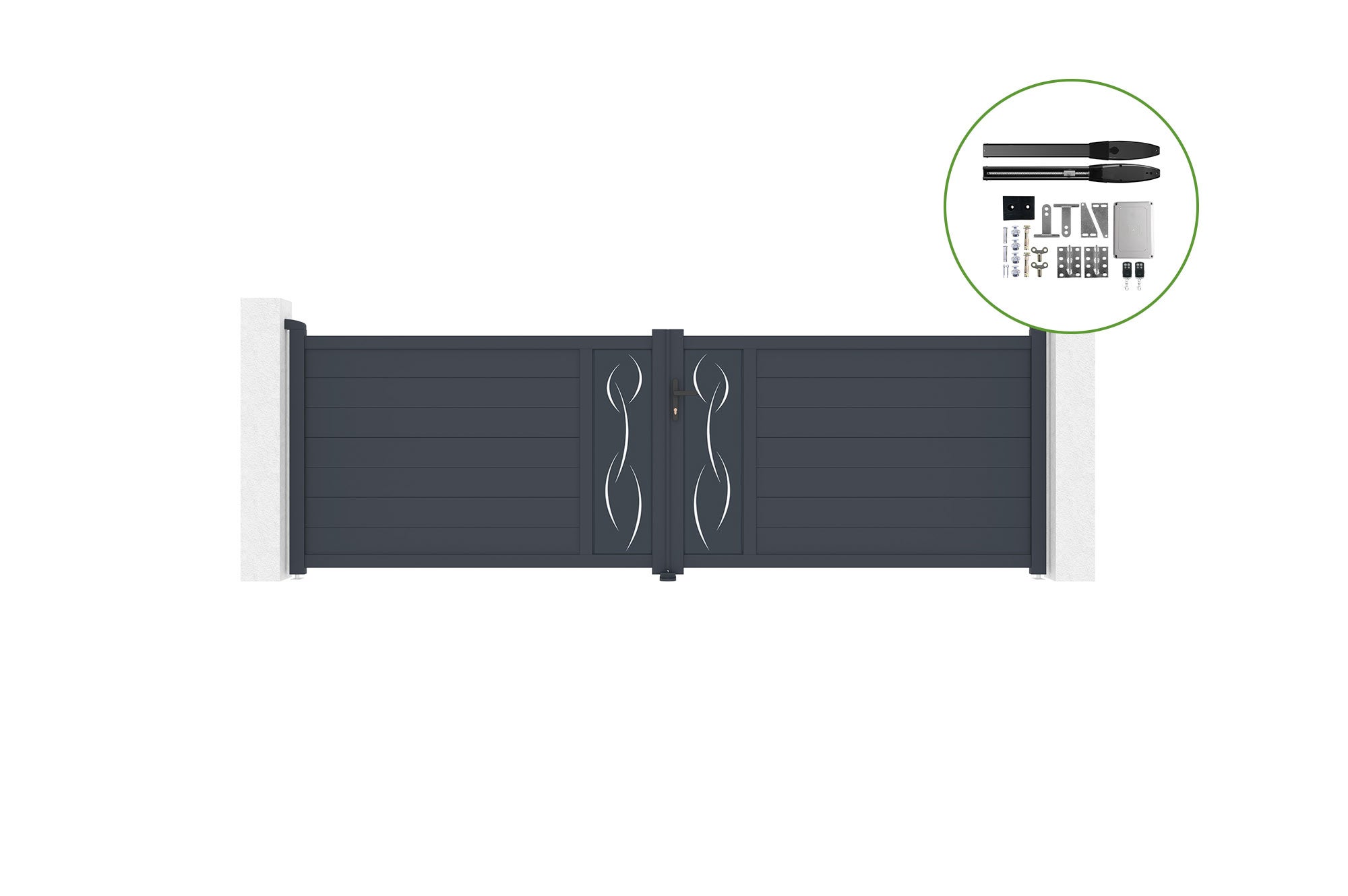 Brama skrzydłowa 4m LIFE wys. 120cm aluminiowa + napęd HICKER B200