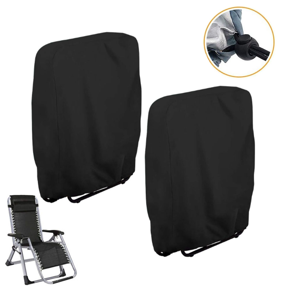 2 sztuki Wodoodporny pokrowiec na leżak ogrodowy - 71 x 20/34 x 110 cm - Do użytku na zewnątrz, w ogrodzie, na balkonie lub tarasie - Szary