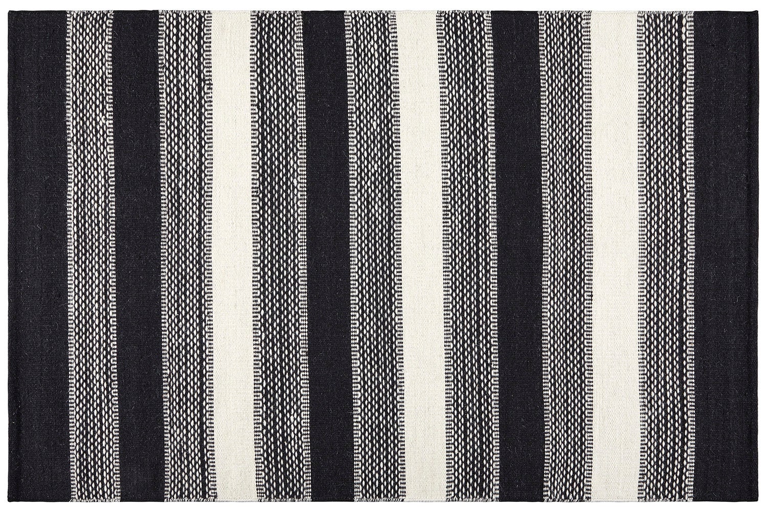 Dywan Kilim 120x180 cm z Wełny Biało/Czarny – Ręcznie Robiony, Styl Etniczny, Wysoka Trwałość