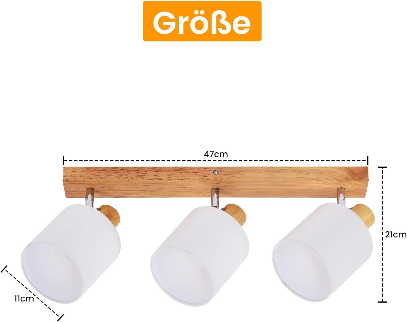 NETTLIFE 3 Focos de Techo Moderno de Pared de Madera Giratorio 350° E14 MAX.25W Lámpara para Salón Dormitorio (Sin Bombilla) - 7