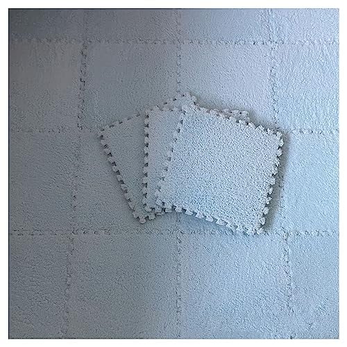 12 szt. płytek dywanowych z łączonych elementów, 30 x 30 cm, miękka mata piankowa z obramowaniem, dywan do sypialni, dywan do salonu (niebieski)