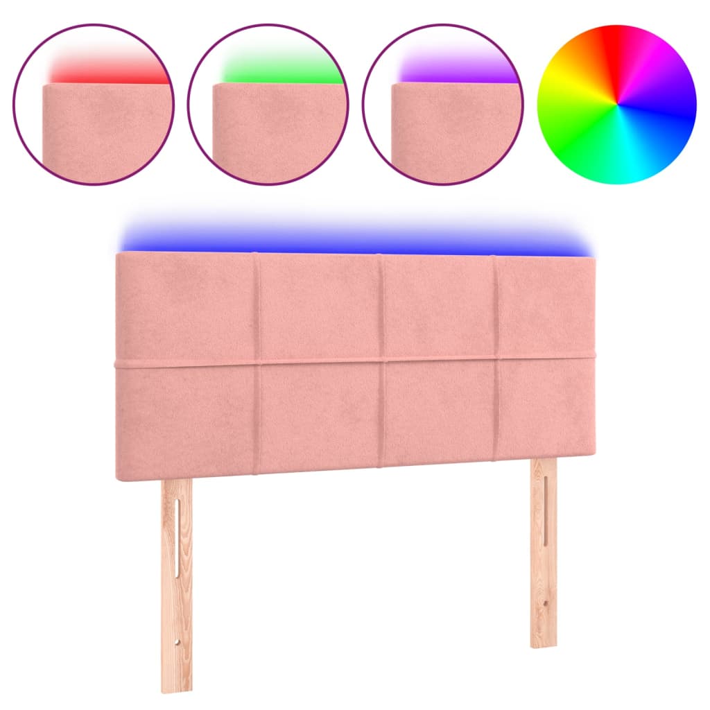 Cabecero de cama?panel de cabecera?decoración de pared con led de terciopelo rosa 100x5x78/88 cm cfw15631